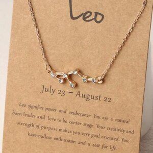 Leo Zodiac Pendant Necklace Gold Plated Stainless Steel - Gold